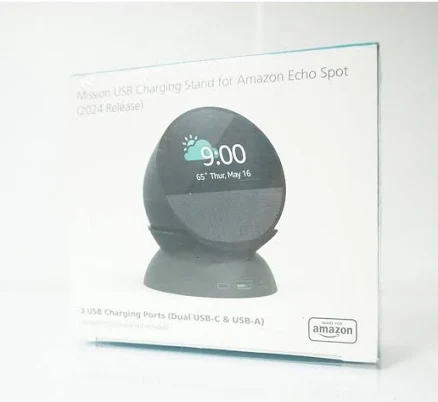 Soporte de carga USB Mission para Amazon Echo Spot (2024 Release)