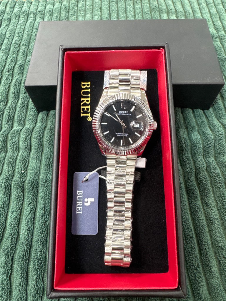 Reloj de pulsera BUREI de cuarzo analógico para hombre